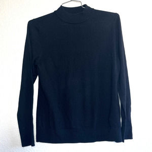 The FOLD London Black Mock Neck Wool Sweater Top Size Large